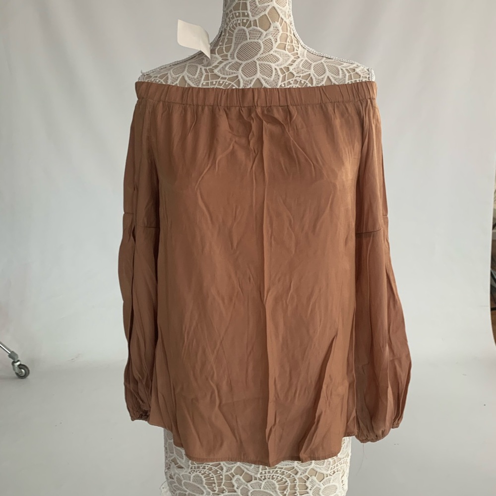 Carmel colored off shoulder blouse